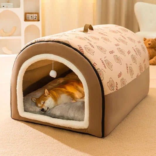 Winter Warm Dog House - Happy Puppy Dream