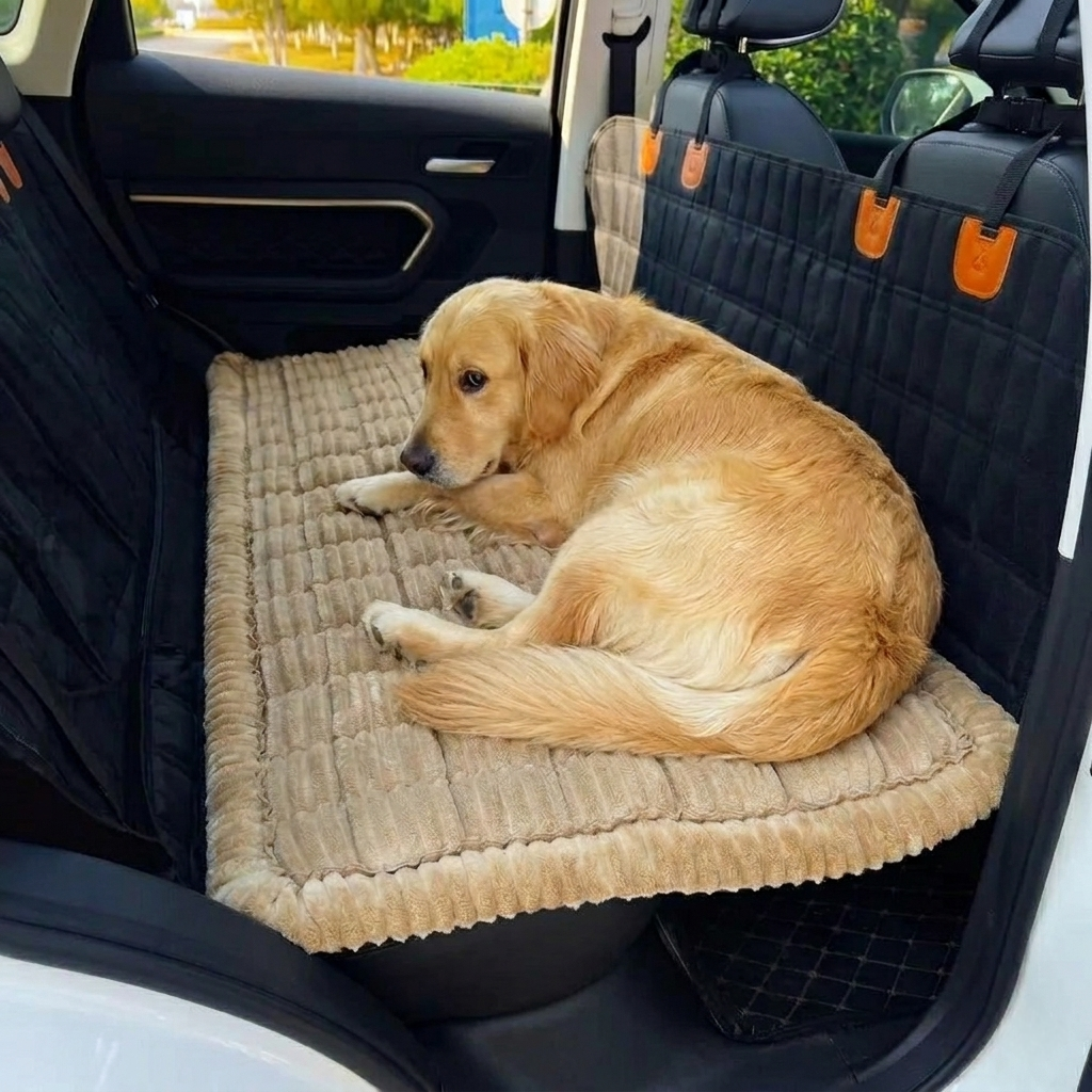 Tapis de siège de voiture en peluche pour chien